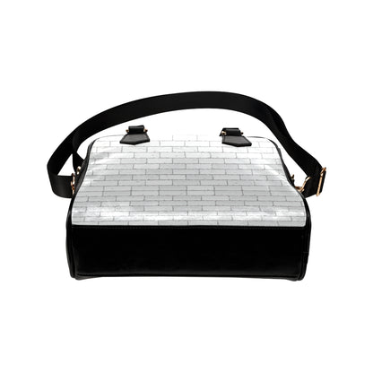 Brick White Pattern Print Design 03 Shoulder Handbag