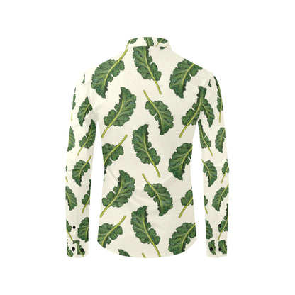 Kale Pattern Print Design 03 Men's Long Sleeve Shirt