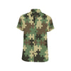 Puzzle Camo Pattern Print Design A03 Men's Short Sleeve Button Up Shirt