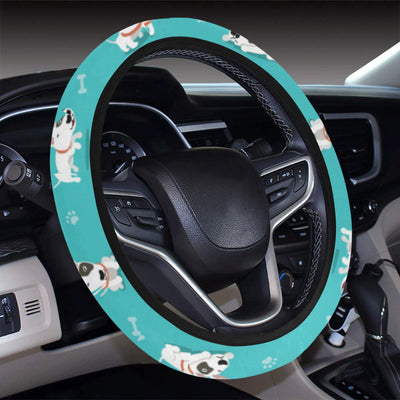 Bull Terriers Pattern Print Design 07 Steering Wheel Cover with Elastic Edge