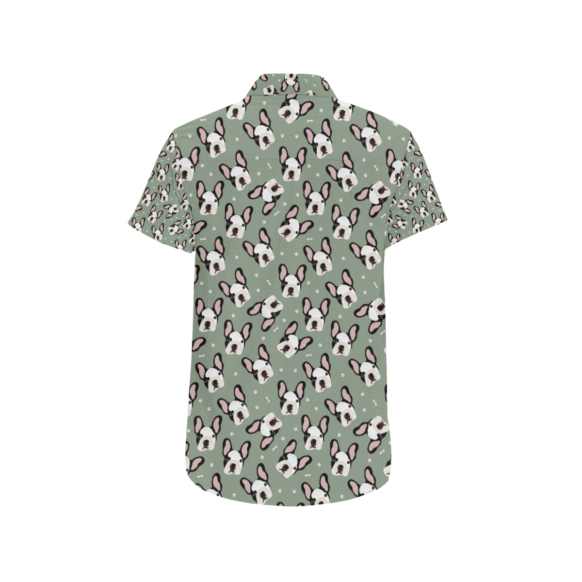 Boston Terrier Pattern Print Design 05 Men's Short Sleeve Button Up Shirt