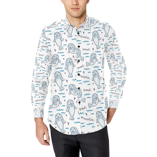 Manatee Baby Pattern Print Design 03 Men's Long Sleeve Shirt