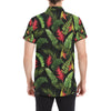 Bird Of Paradise Pattern Print Design BOP010 Men's Short Sleeve Button Up Shirt