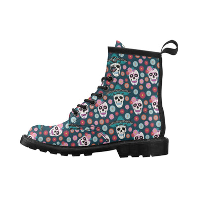 Sugar Skull Print Design LKS308 Women's Boots