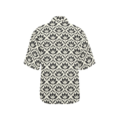 Lotus Pattern Print Women's Hawaiian Shirt