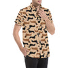 Dachshund Pattern Print Design 011 Men's Short Sleeve Button Up Shirt