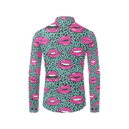Lip Pattern Print Design 04 Men's Long Sleeve Shirt