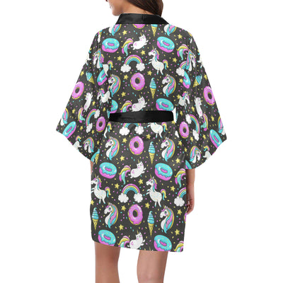 Donut Unicorn Pattern Print Design DN09 Women Kimono Robe