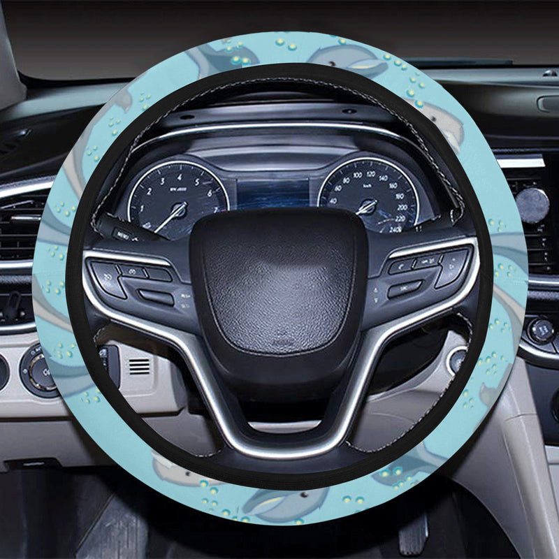 Dolphin Print Pattern Steering Wheel Cover with Elastic Edge