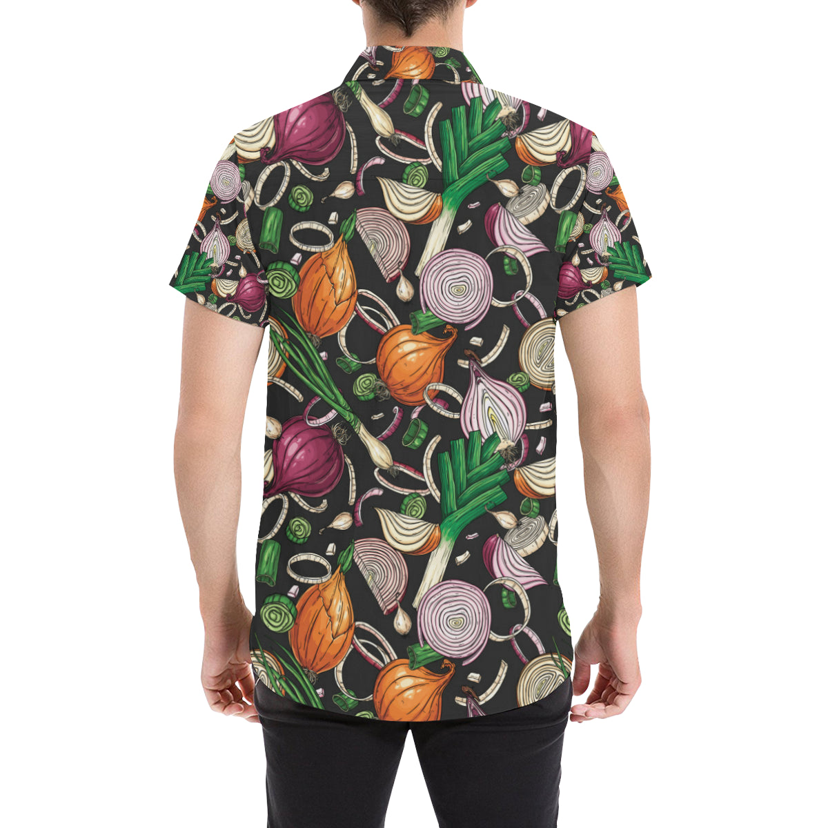 Onion Pattern Print Design A03 Men's Short Sleeve Button Up Shirt