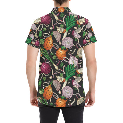 Onion Pattern Print Design A03 Men's Short Sleeve Button Up Shirt