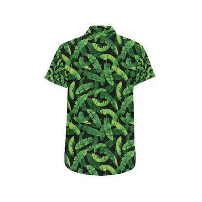 Banana Leaf Pattern Print Design 02 Men's Short Sleeve Button Up Shirt
