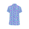 Mermaid Tail Design Print Pattern Men's Short Sleeve Button Up Shirt