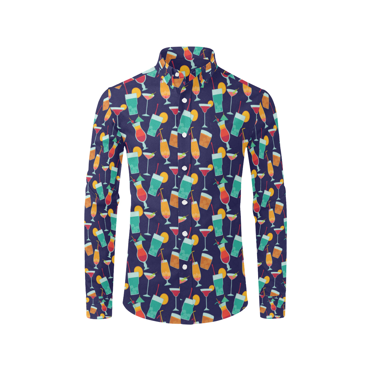 Cocktail Pattern Print Design 06 Men's Long Sleeve Shirt