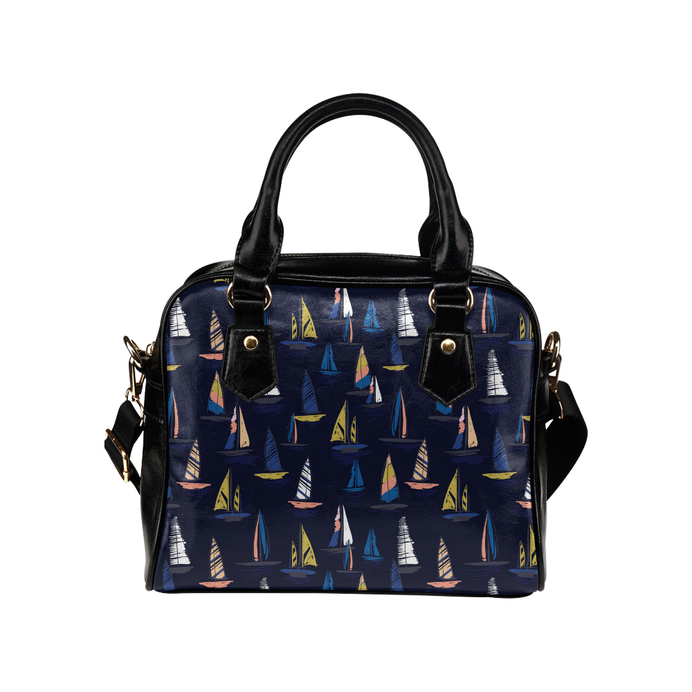 Sailing Ships Pattern Print Design A03 Shoulder Handbag