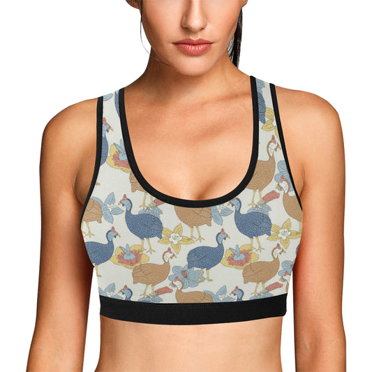 Guinea Fowl Pattern Print Design 01 Sports Bra