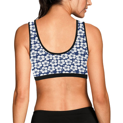 Hibiscus Blue Hawaiian Flower Pattern Sports Bra