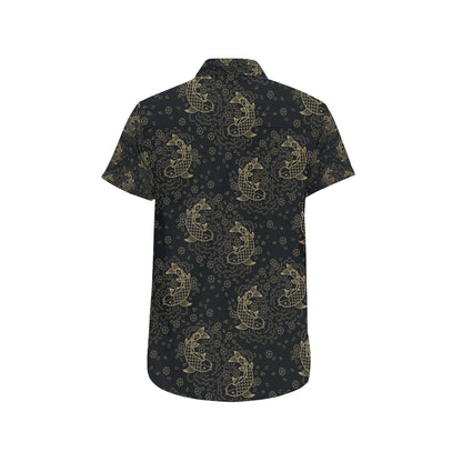 KOI Fish Pattern Print Design 02 Men's Short Sleeve Button Up Shirt