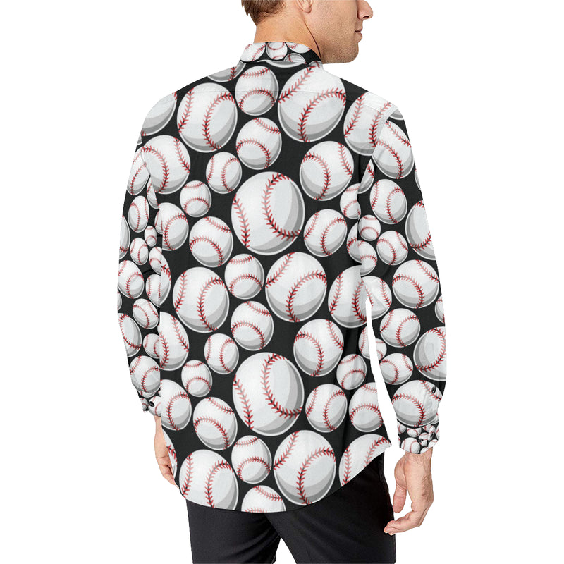 Baseball Black Background Men's Long Sleeve Shirt