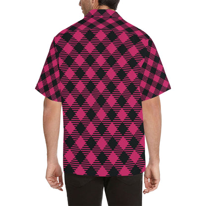 Buffalo check Pink Pattern Print Design 01 Men's Hawaiian Shirt