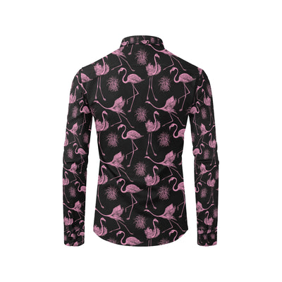 Flamingo Pink Print Pattern Men's Long Sleeve Shirt