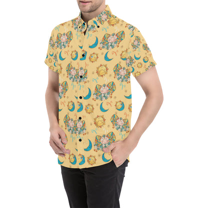 Aries Zodiac Pattern Print Design 03 Men's Short Sleeve Button Up Shirt