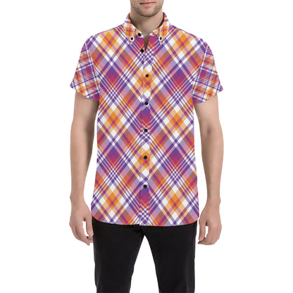 Madras Pattern Print Design 02 Men's Short Sleeve Button Up Shirt