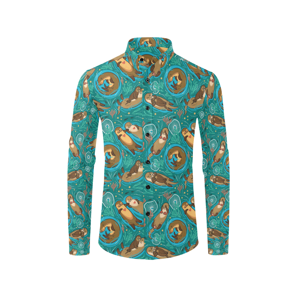 Sea Otter Pattern Print Design 01 Men's Long Sleeve Shirt