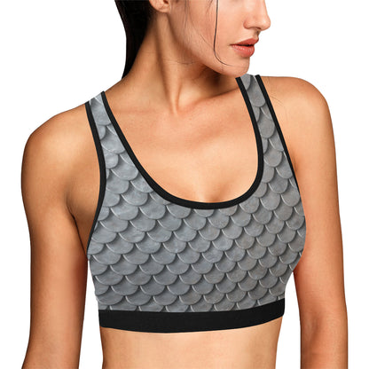 Armor Scales Pattern Print Design 03 Sports Bra