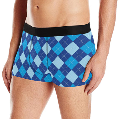 Argyle Blue Pattern Print Design 02 Men's Boxer Briefs