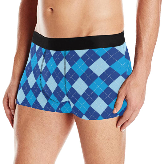 Argyle Blue Pattern Print Design 02 Men's Boxer Briefs