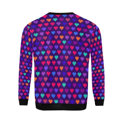 Heart Pixel Pattern Print Design HE03 Men Long Sleeve Sweatshirt