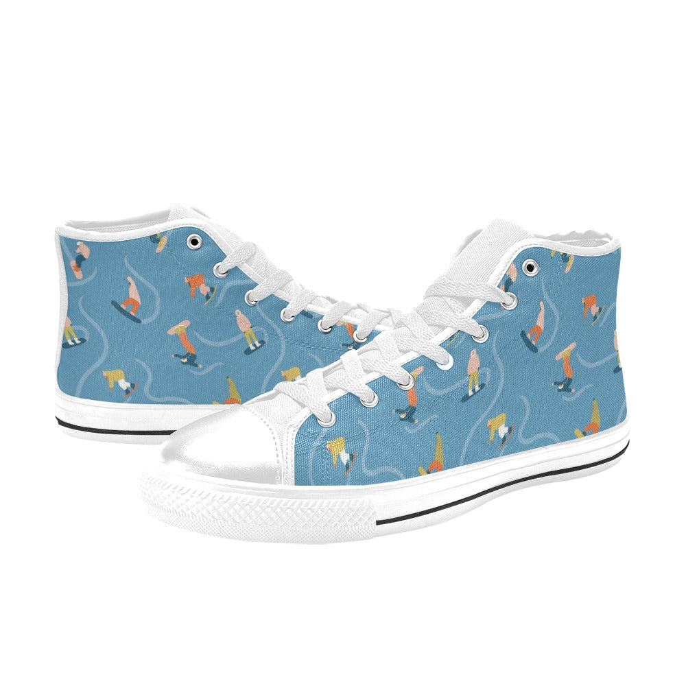 Snowboard Print Design LKS303 High Top Women's White Shoes