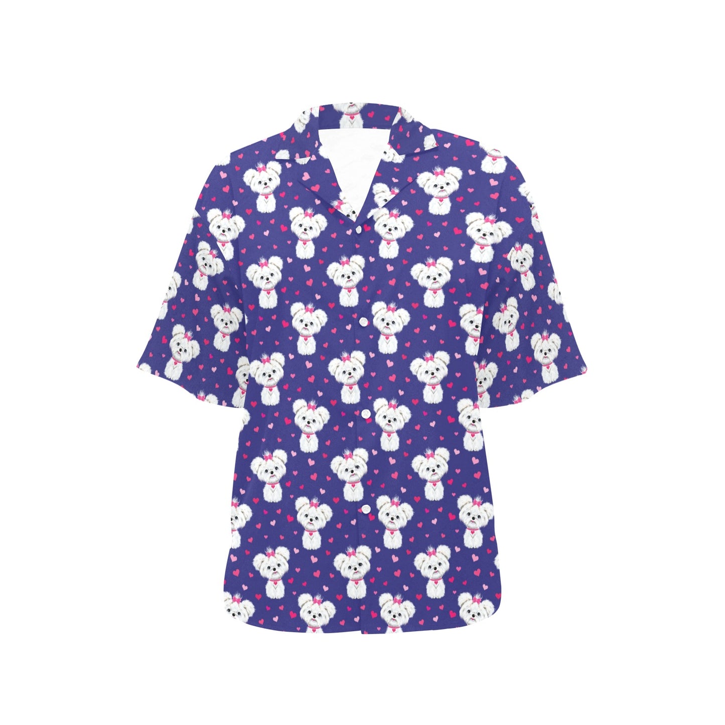 Maltese Pattern Print Design 02 Women's Hawaiian Shirt