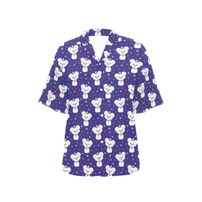 Maltese Pattern Print Design 02 Women's Hawaiian Shirt