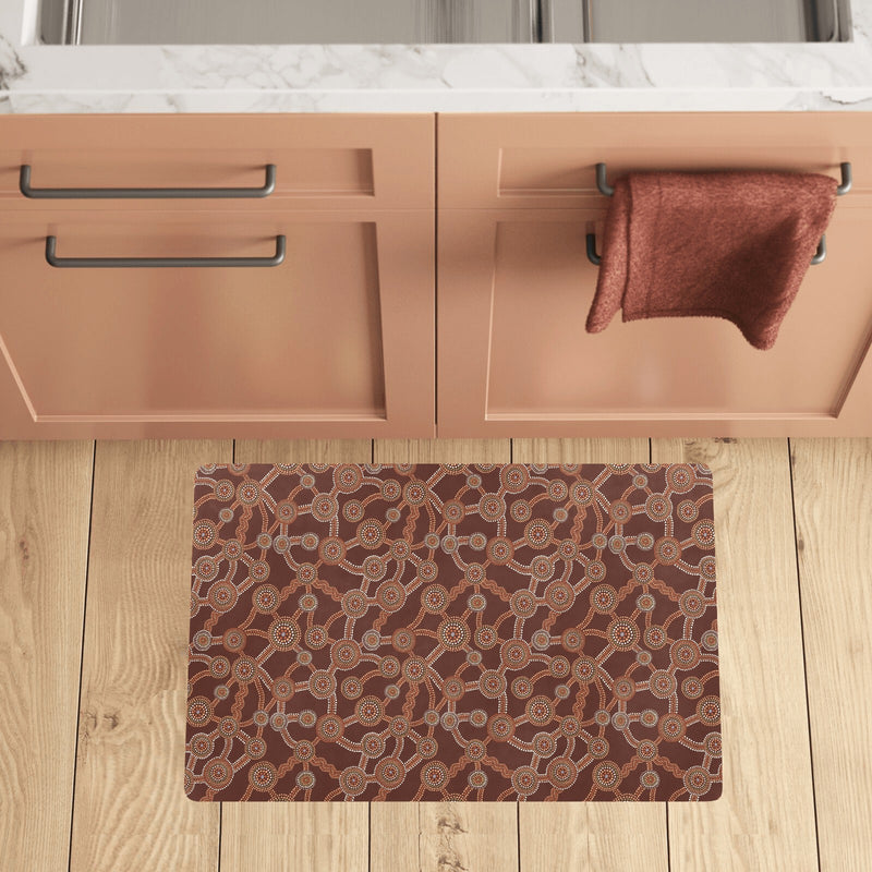 Aboriginal Pattern Print Design 03 Kitchen Mat