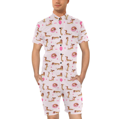 Dachshund Pattern Print Design 10 Men's Romper