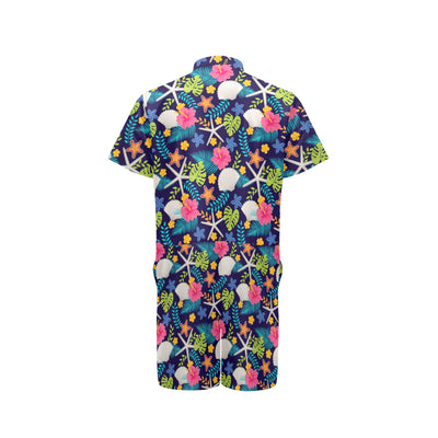 Beach Seashell Floral Theme Men's Romper