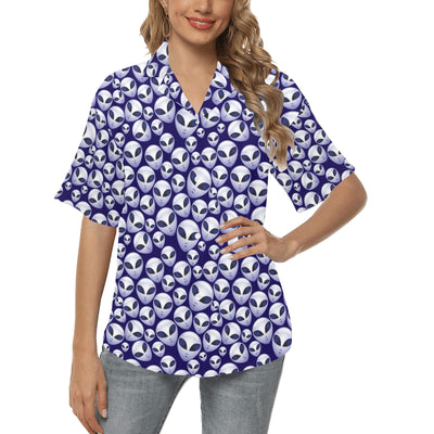 Alien Head Extraterrestrial Women's Hawaiian Shirt