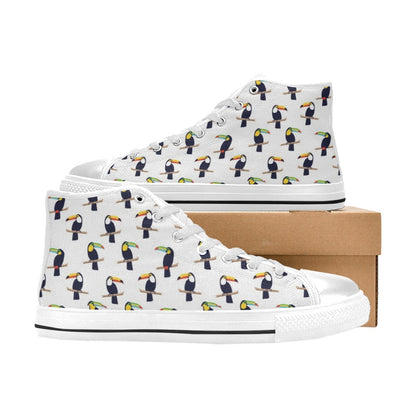 Toucan Print Design LKS305 High Top Women's White Shoes