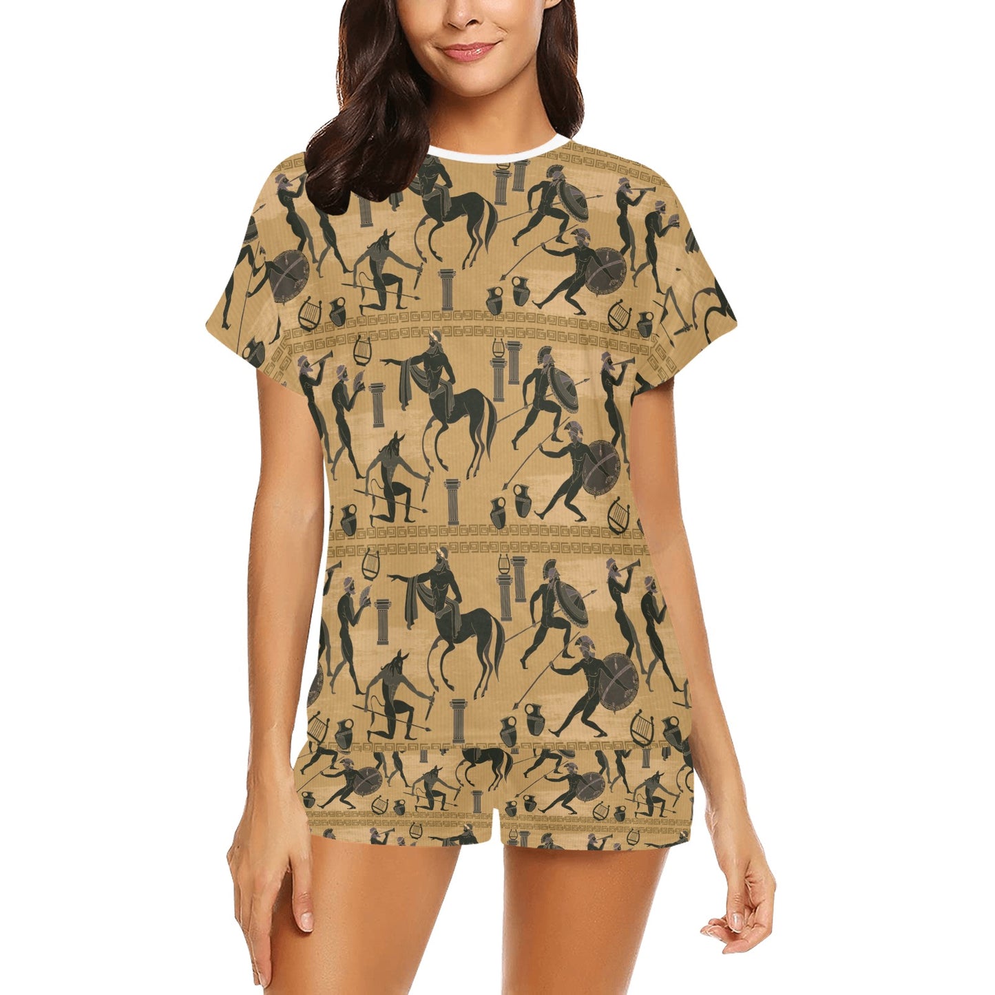Ancient Greek Statue Print Design LKS304 Women's Short Pajama Set
