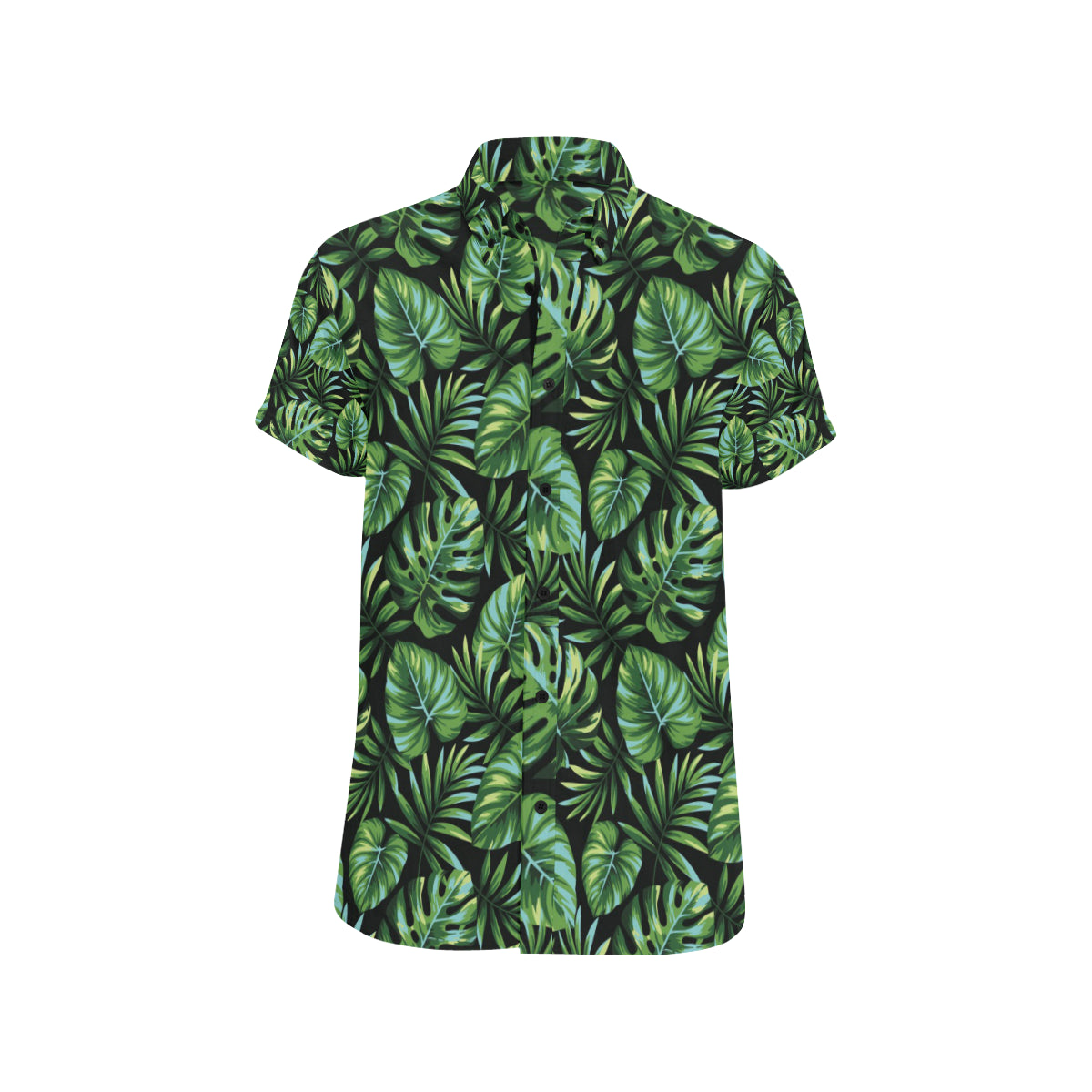 Palm Leaves Pattern Print Design PL013 Men's Short Sleeve Button Up Shirt