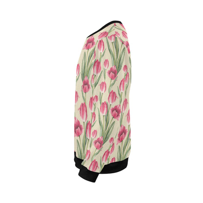 Tulip Pink Pattern Print Design TP06 Men Long Sleeve Sweatshirt