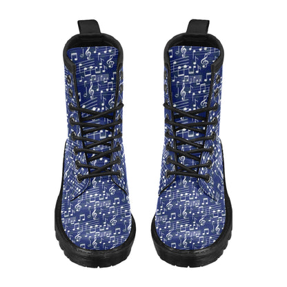 Music Note Blue Themed Print Women's Boots