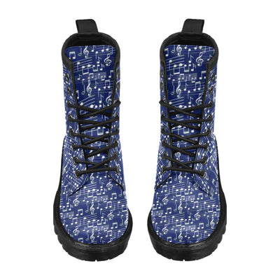 Music Note Blue Themed Print Women's Boots