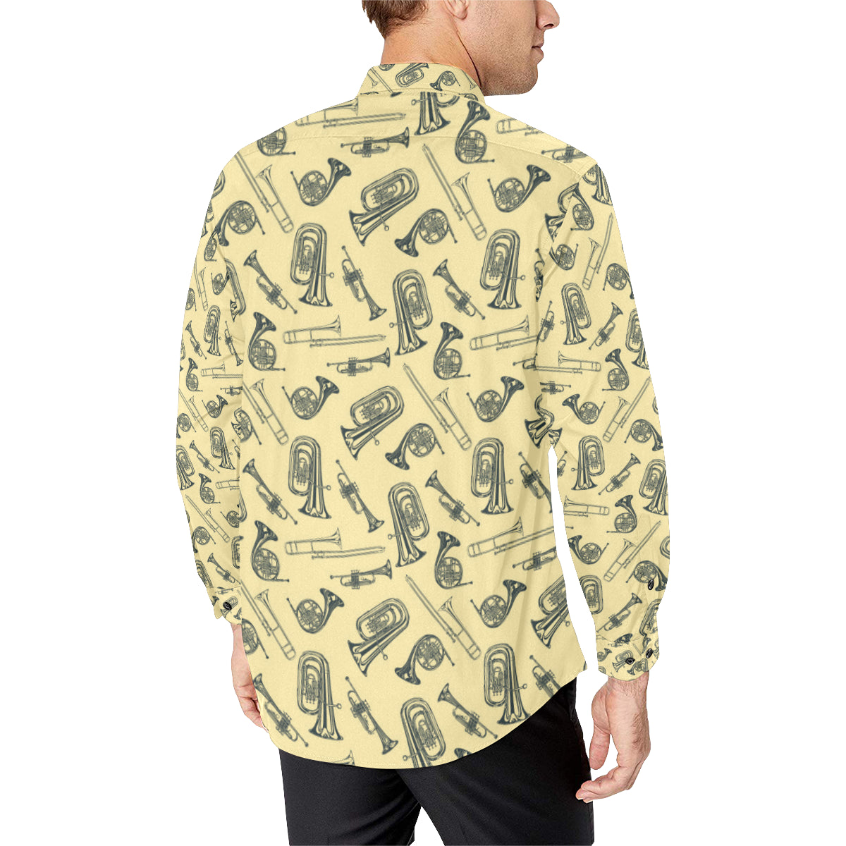 Tuba Pattern Print Design 01 Men's Long Sleeve Shirt