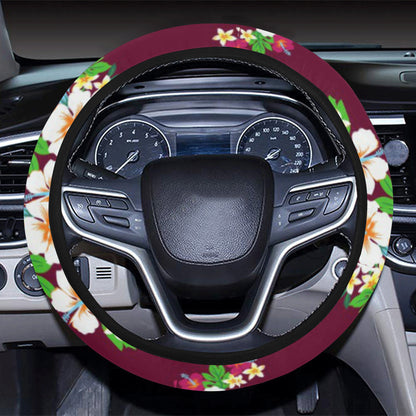 Hawaiian Themed Pattern Print Design H06 Steering Wheel Cover with Elastic Edge