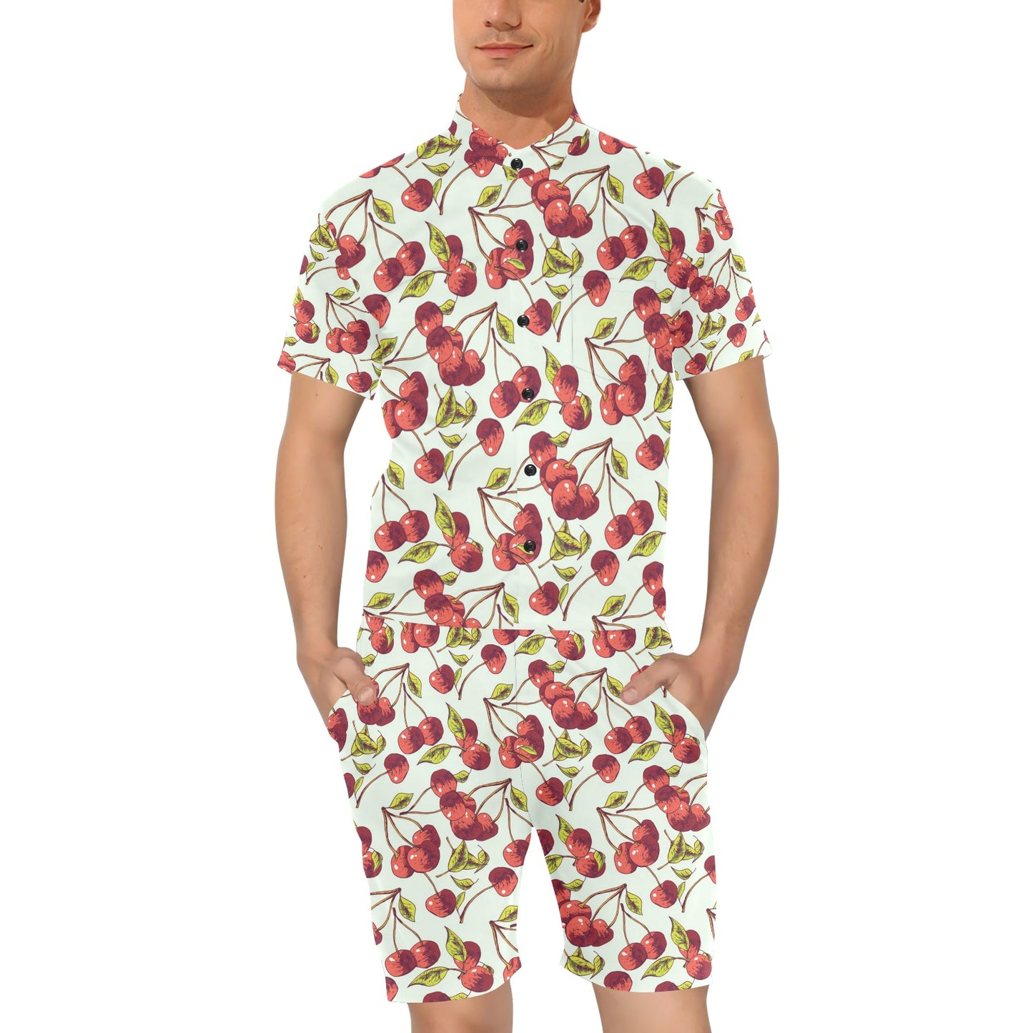 Cherry Hand Draw Men's Romper