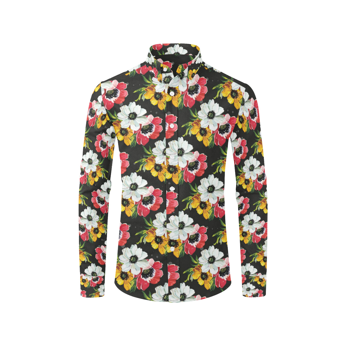 Anemone Pattern Print Design AM07 Men's Long Sleeve Shirt