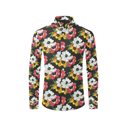 Anemone Pattern Print Design AM07 Men's Long Sleeve Shirt